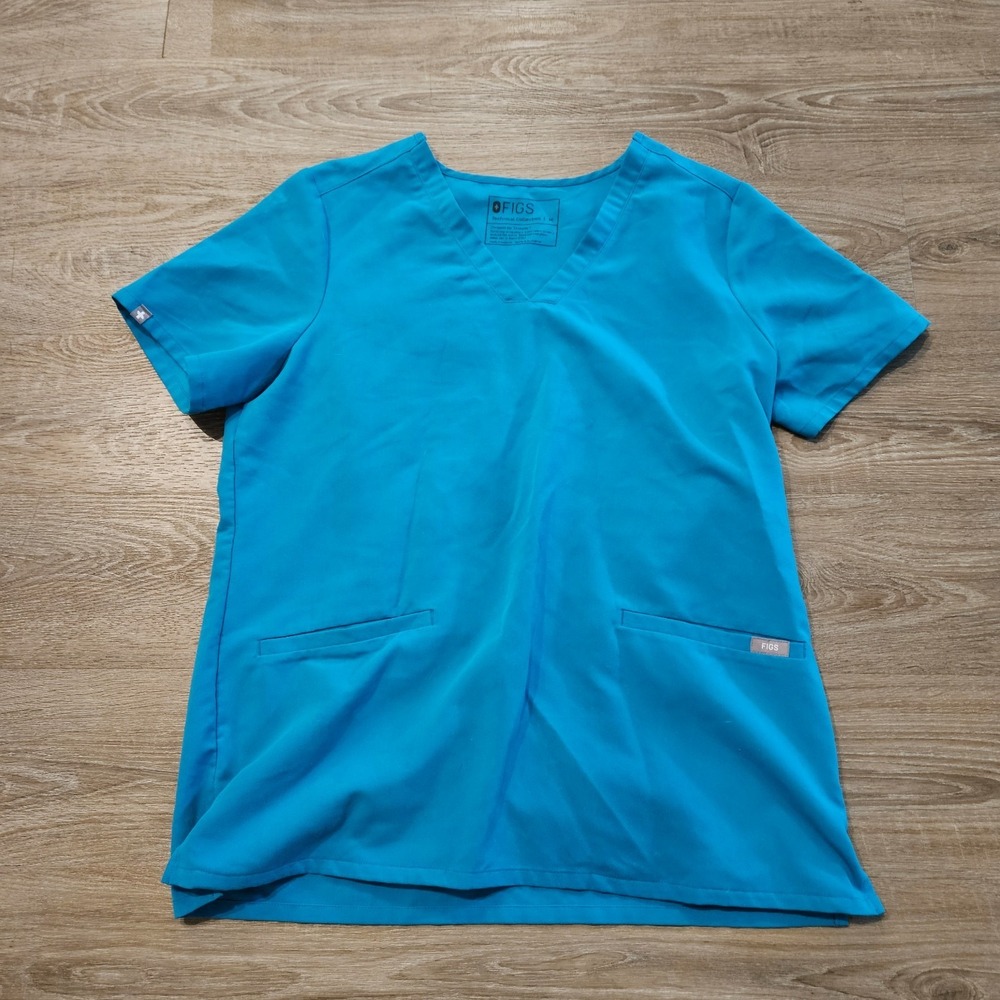 FIGS Women's Medium Ceil Blue Technical Collection V-Neck Medical Scrub Top